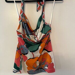 Vintage/Y2k floral BCBGMaxazria baby doll halter top -- size M
